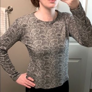 Jones New York paisley print Sz M women’s longsleeve cotton Top stretchy soft